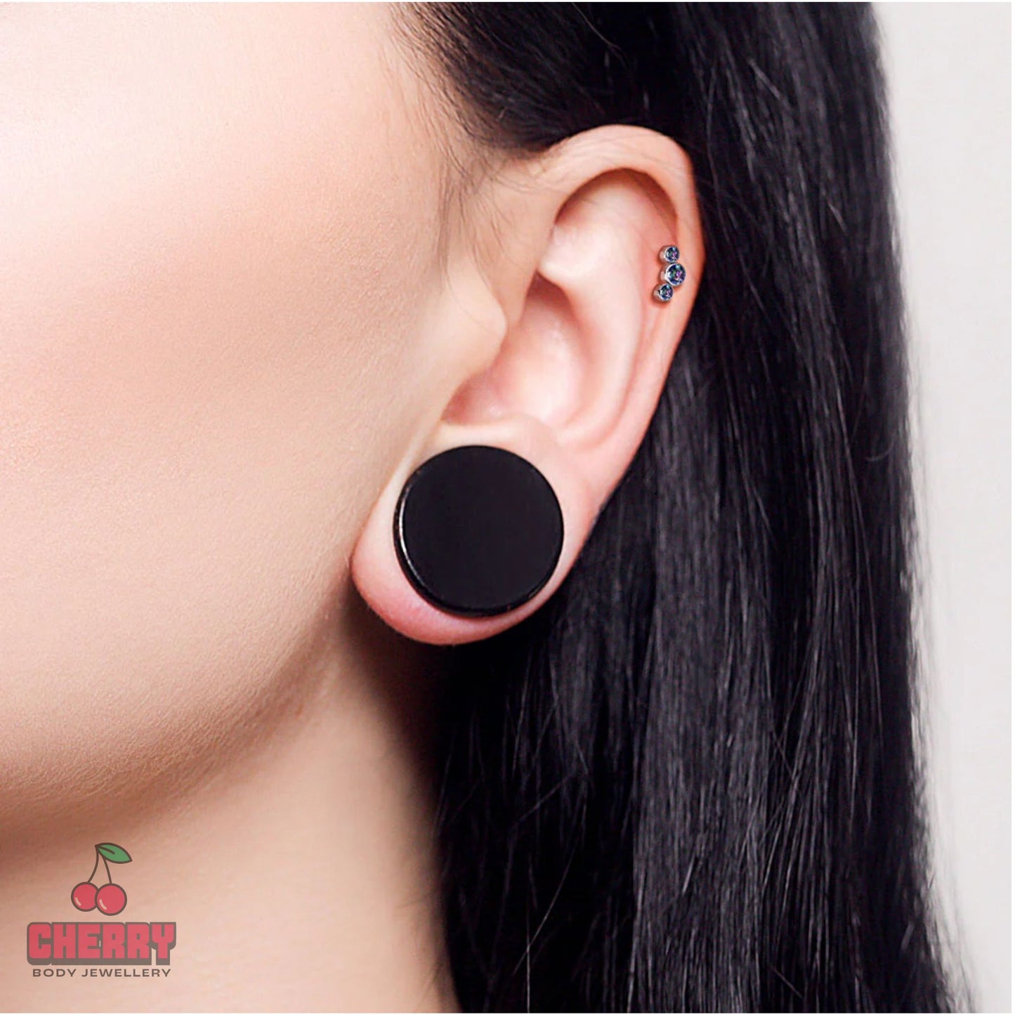 Titanium Silver Triple Clear Gem Threadless Flat Back Stud model