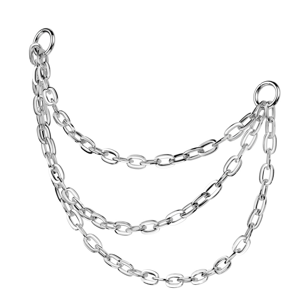 Titanium Silver Triple Connector Chain - Ear & Nose