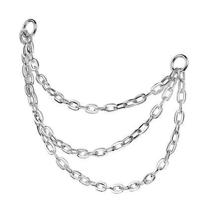 Titanium Silver Triple Connector Chain - Ear & Nose