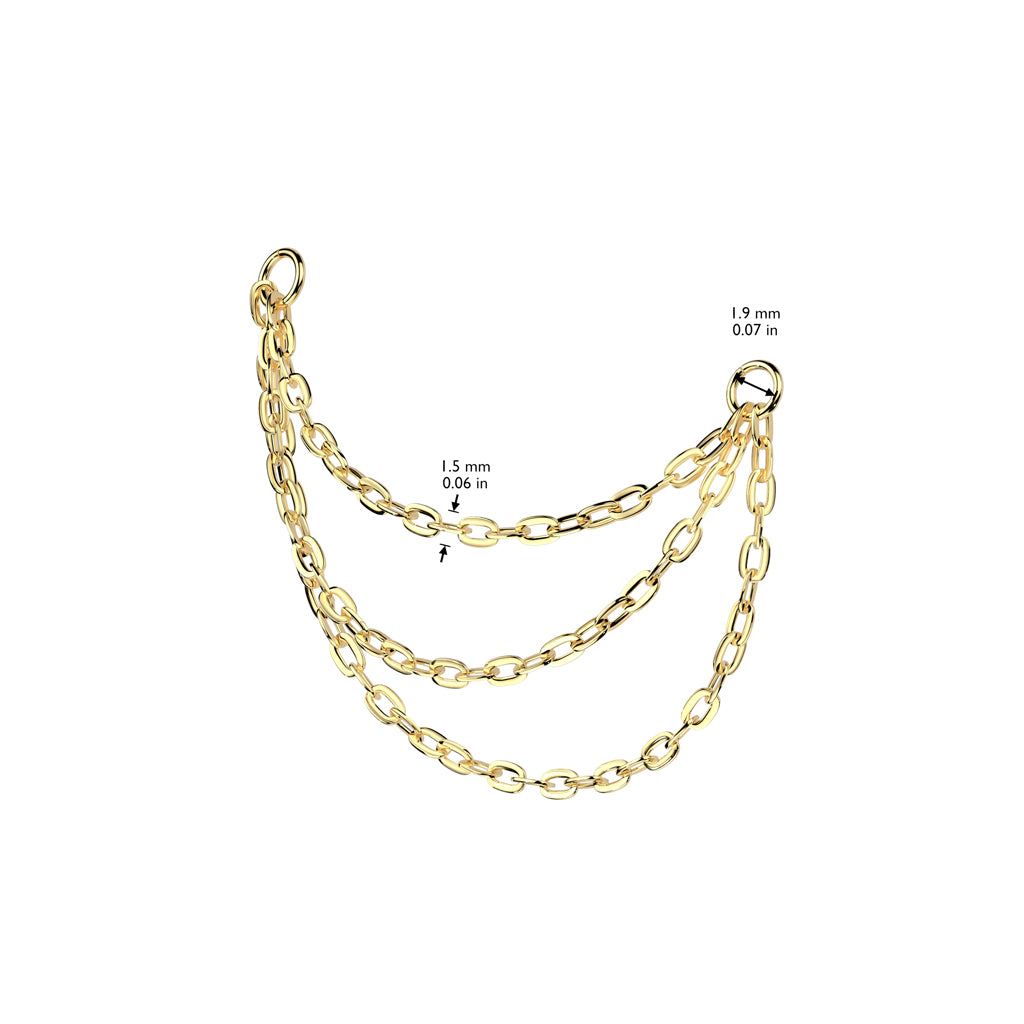 Titanium Silver Triple Connector Chain - Gold & Silver dimensions