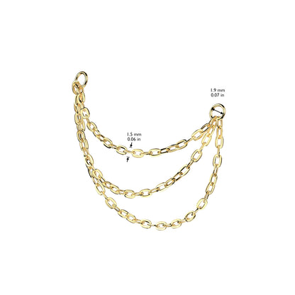 Titanium Silver Triple Connector Chain - Gold & Silver dimensions