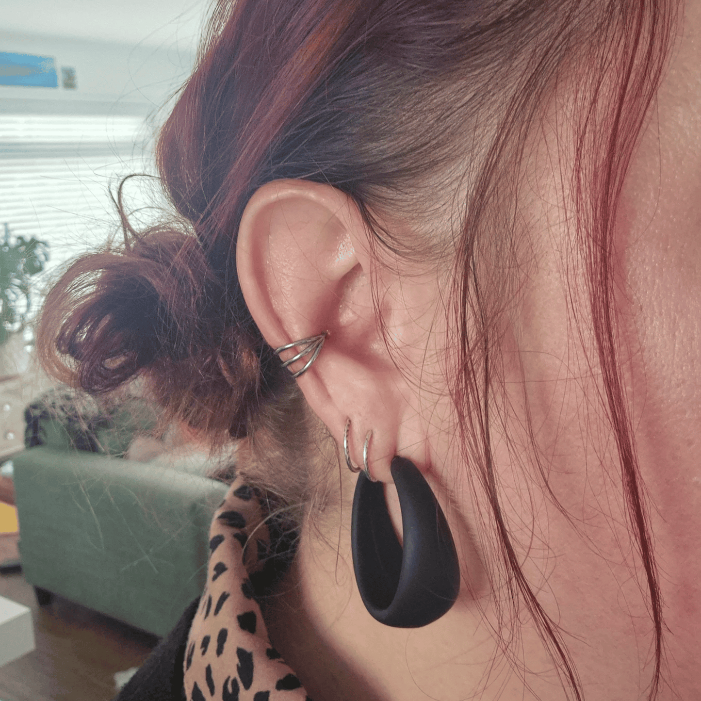 Titanium Silver Triple Hoop Hinged Clicker Ring 18g-16g