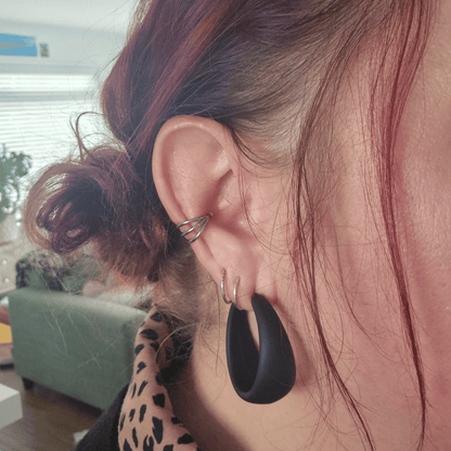 Titanium Silver Triple Hoop Hinged Clicker Ring 18g-16g