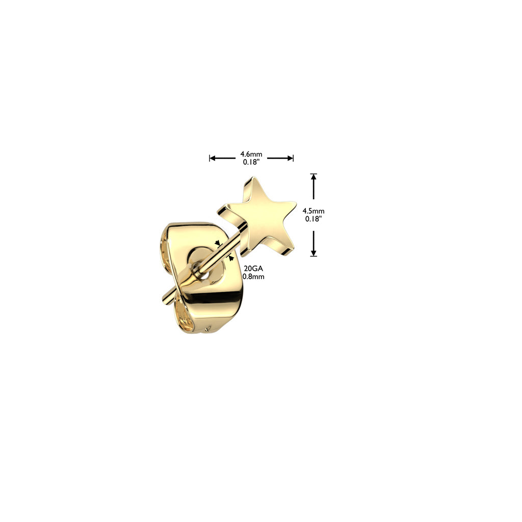 Titanium Star Stud Earrings dimensions