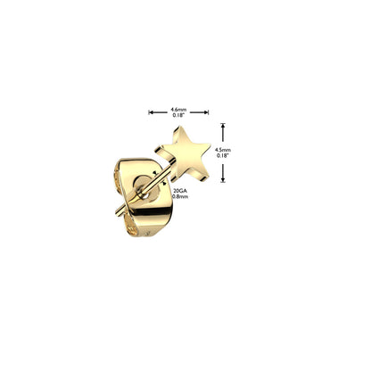 Titanium Star Stud Earrings dimensions