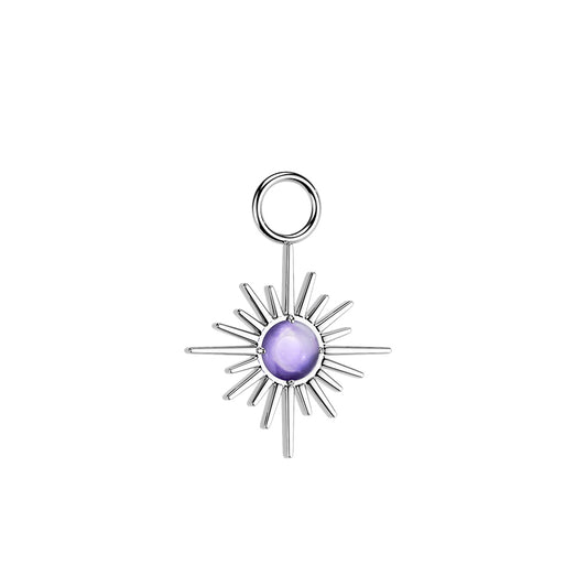 Titanium Sunburst Amethyst Charm Dangle