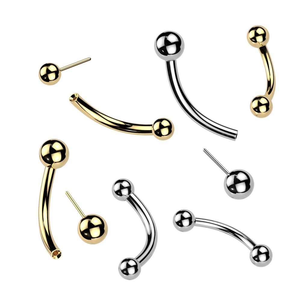 Titanium Silver Threadless Curved Barbell 16g | Rook Eyebrow – Cherry ...