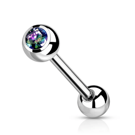 Titanium Vitrail Medium Cubic Zirconia Ball Tongue Barbell