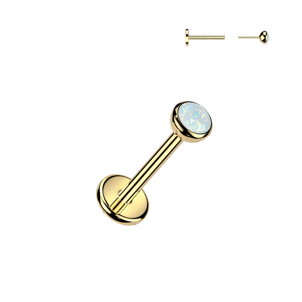 Titanium White Opal Gold Threadless Flat Back Stud