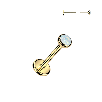 Titanium White Opal Gold Threadless Flat Back Stud