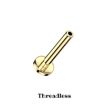 Titanium gold threadless post