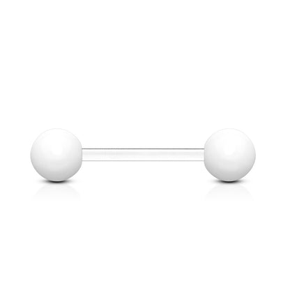 White Acrylic Ball Bioflex Straight Barbell