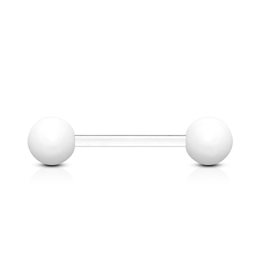 White Acrylic Ball Bioflex Straight Barbell