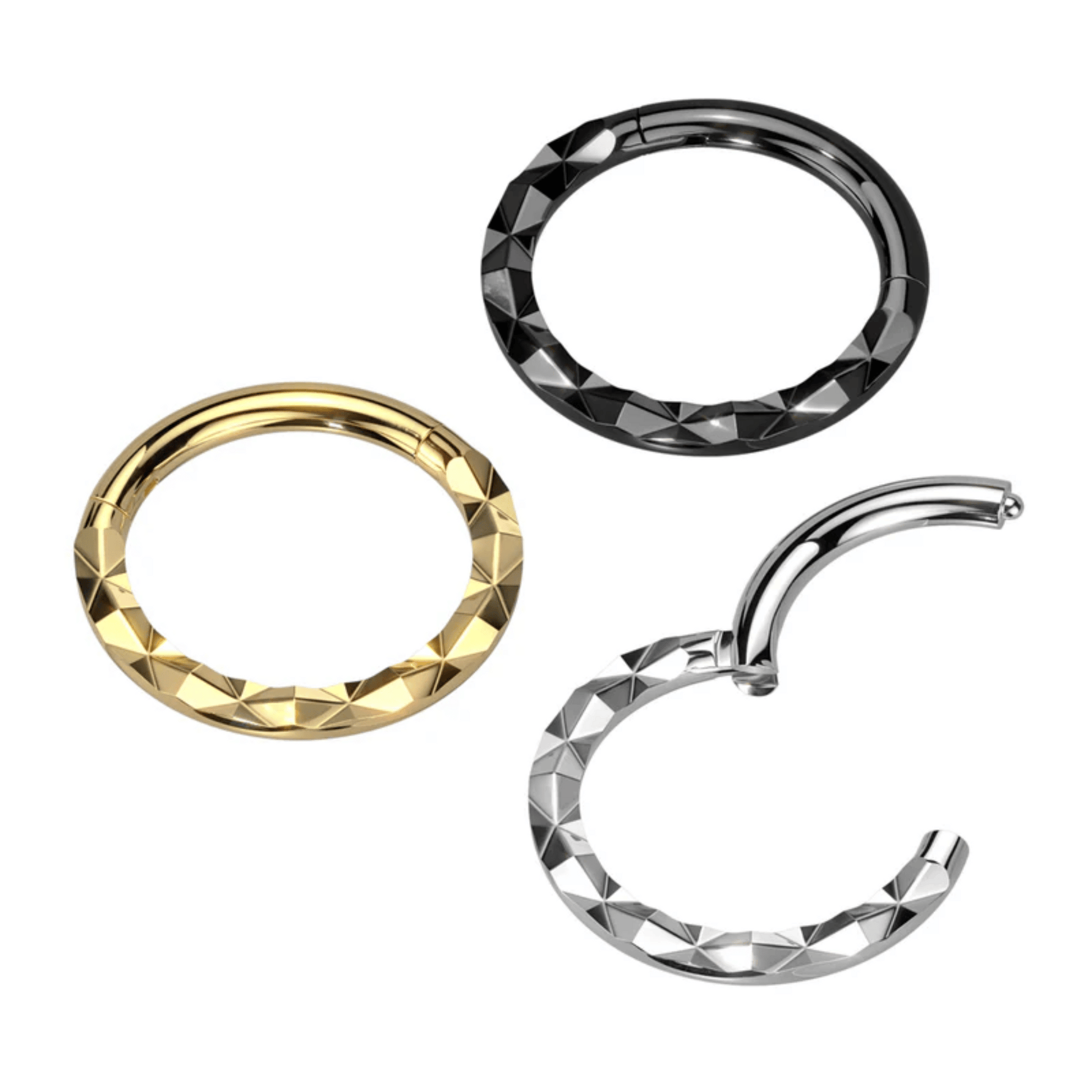 X Faceted Hinged Clicker Ring 16g