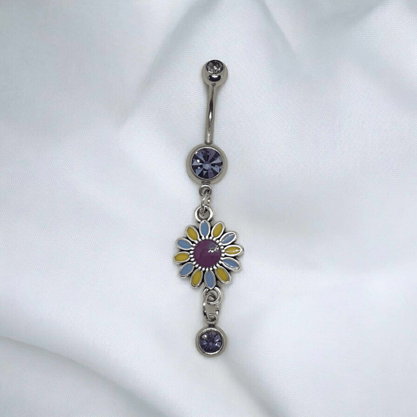 Flower Dangle Belly Button Bar 14g