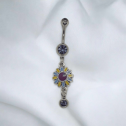 Flower Dangle Belly Button Bar 14g