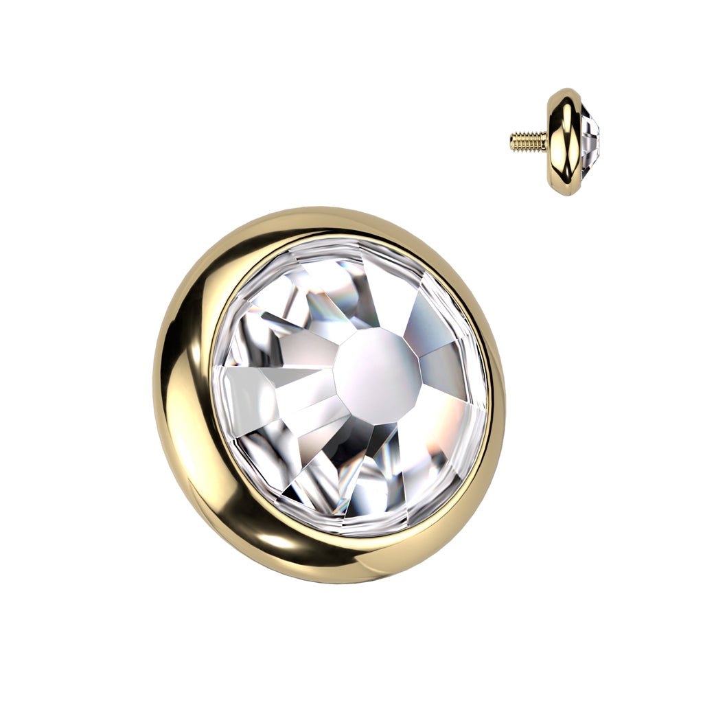 titanium gold clear gem dermal top