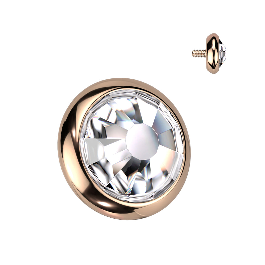 titanium rose gold clear gem dermal top