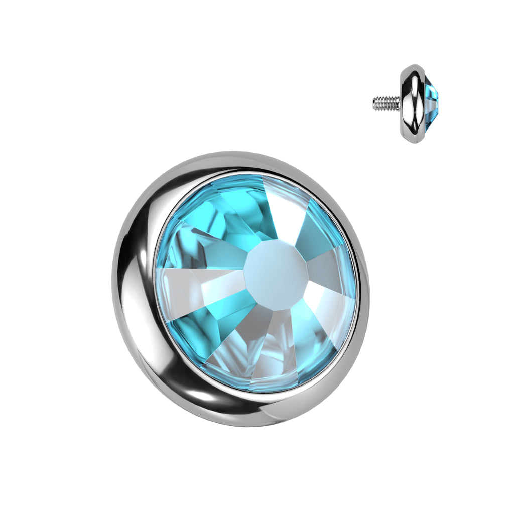 titanium silver aqua blue gem dermal top
