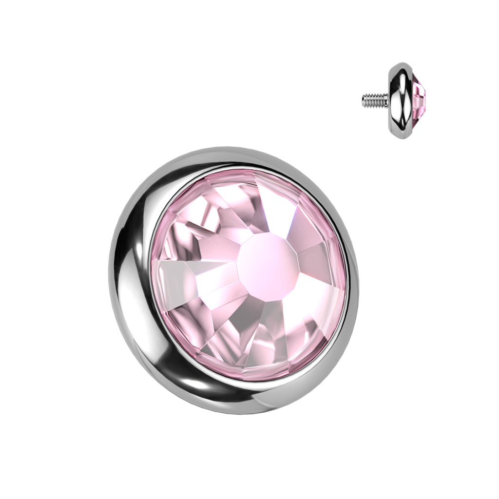 titanium silver pink gem dermal top